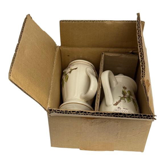 Vintage Apple Blossom Floral Sangostone Salt and Pepper Shaker Set Ceramic  MIB - Picture 2 of 10